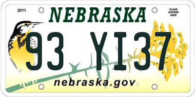 NE license plate 93YI37