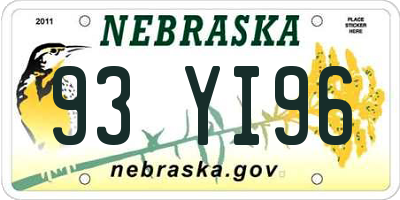 NE license plate 93YI96