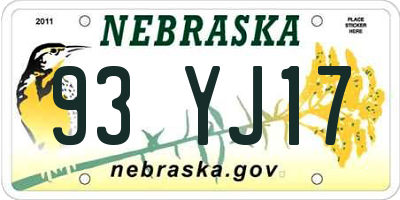 NE license plate 93YJ17