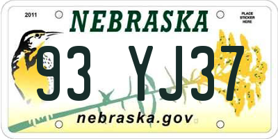 NE license plate 93YJ37