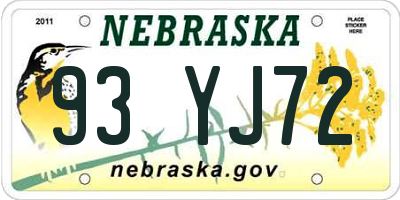 NE license plate 93YJ72