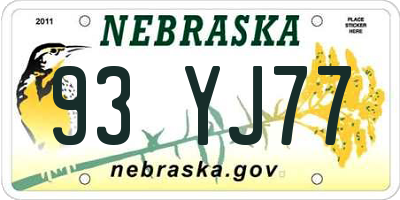 NE license plate 93YJ77