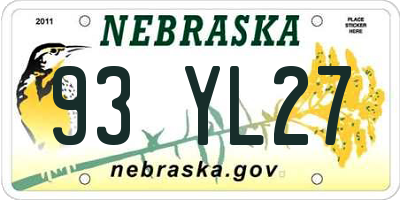 NE license plate 93YL27