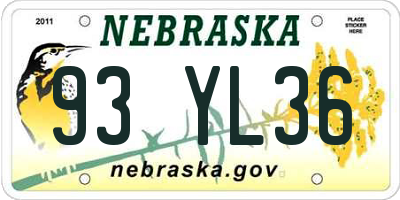 NE license plate 93YL36