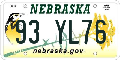 NE license plate 93YL76