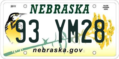 NE license plate 93YM28