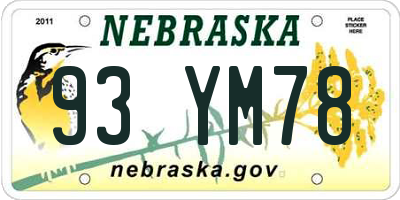 NE license plate 93YM78
