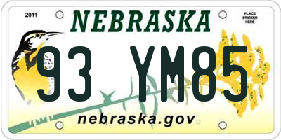NE license plate 93YM85