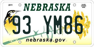 NE license plate 93YM86