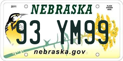 NE license plate 93YM99