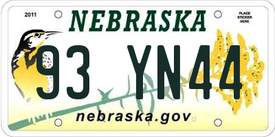 NE license plate 93YN44