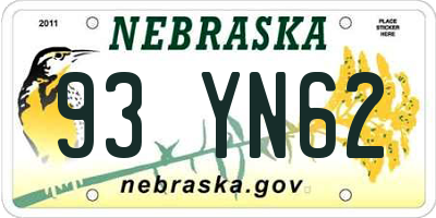 NE license plate 93YN62