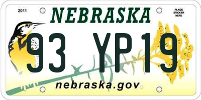 NE license plate 93YP19