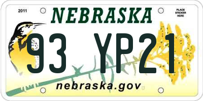 NE license plate 93YP21