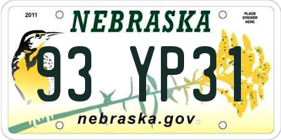 NE license plate 93YP31