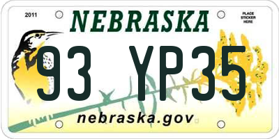 NE license plate 93YP35