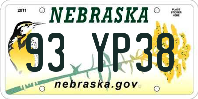 NE license plate 93YP38