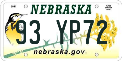 NE license plate 93YP72