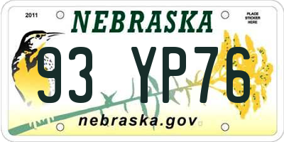 NE license plate 93YP76