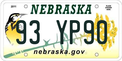 NE license plate 93YP90