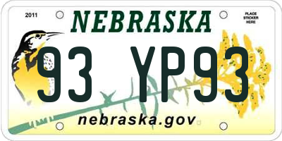 NE license plate 93YP93