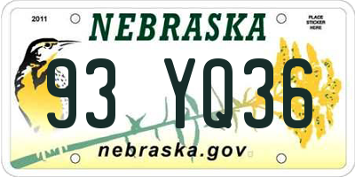 NE license plate 93YQ36