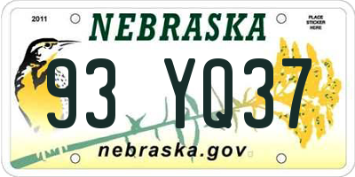 NE license plate 93YQ37