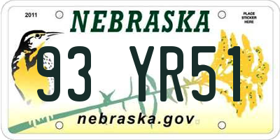 NE license plate 93YR51