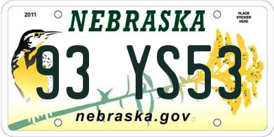 NE license plate 93YS53