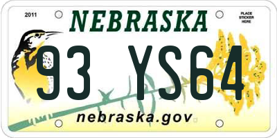 NE license plate 93YS64