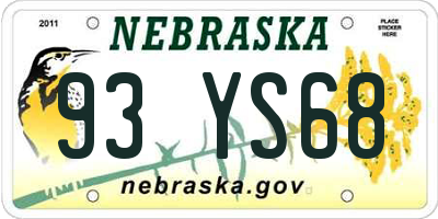 NE license plate 93YS68
