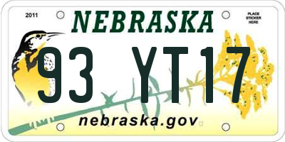 NE license plate 93YT17