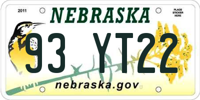 NE license plate 93YT22
