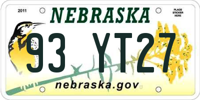 NE license plate 93YT27