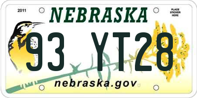NE license plate 93YT28
