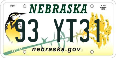 NE license plate 93YT31