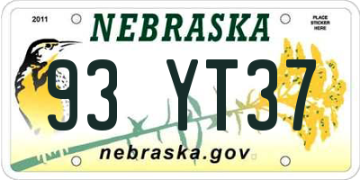 NE license plate 93YT37