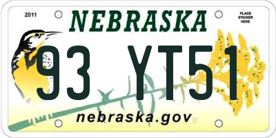 NE license plate 93YT51