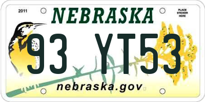 NE license plate 93YT53