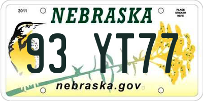 NE license plate 93YT77