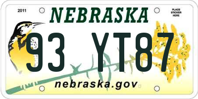 NE license plate 93YT87