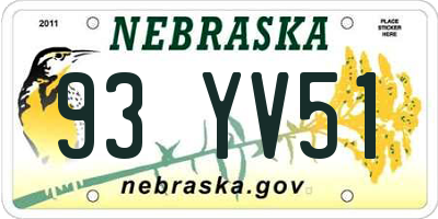 NE license plate 93YV51