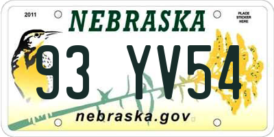 NE license plate 93YV54