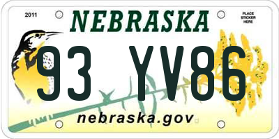 NE license plate 93YV86
