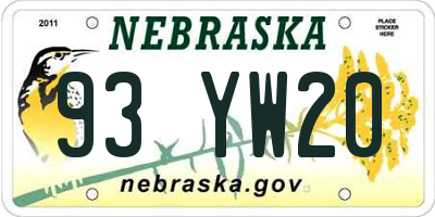 NE license plate 93YW20