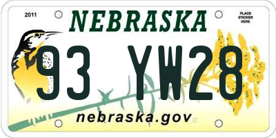 NE license plate 93YW28