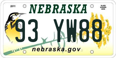 NE license plate 93YW88