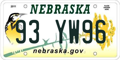 NE license plate 93YW96