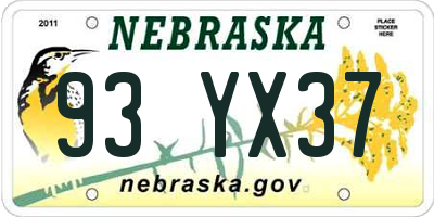 NE license plate 93YX37