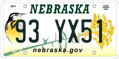 NE license plate 93YX51